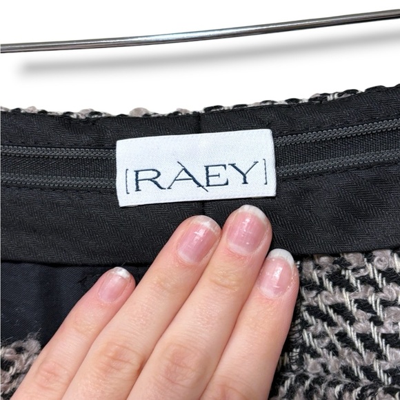 RAEY Wool-Blend Tweed Neutral Pleated Tapered Trousers Size 12 - Picture 9 of 10